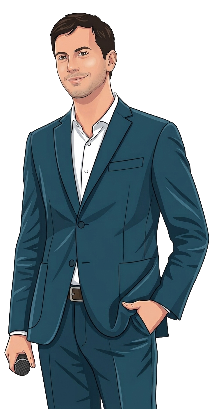 Illustrated portrait of Enrico Dente
